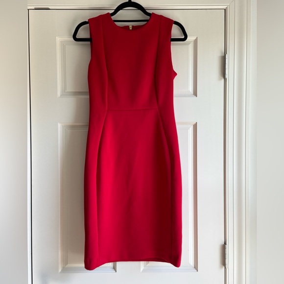 Calvin Klein Red Scuba Sheath Dress Sleeveless NWOT - Picture 3 of 7